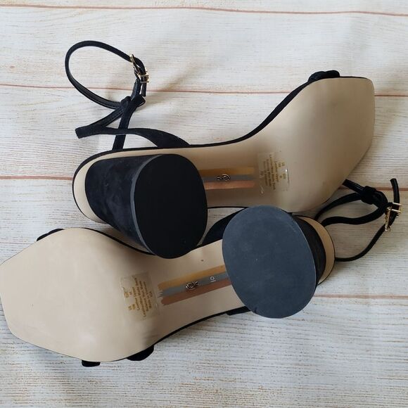 Sam Edelman Kia Suede Ankle Strap Heel Sandals Black Women's Size 10M Square Toe - Picture 12 of 16